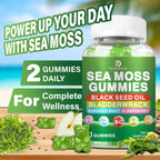 Gominolas de Musgo Marino – Musgo Marino Irlandés con Saúco y Aceite de Semilla Negra – 60 Gominolas Veganas Sabor Manzana Verde