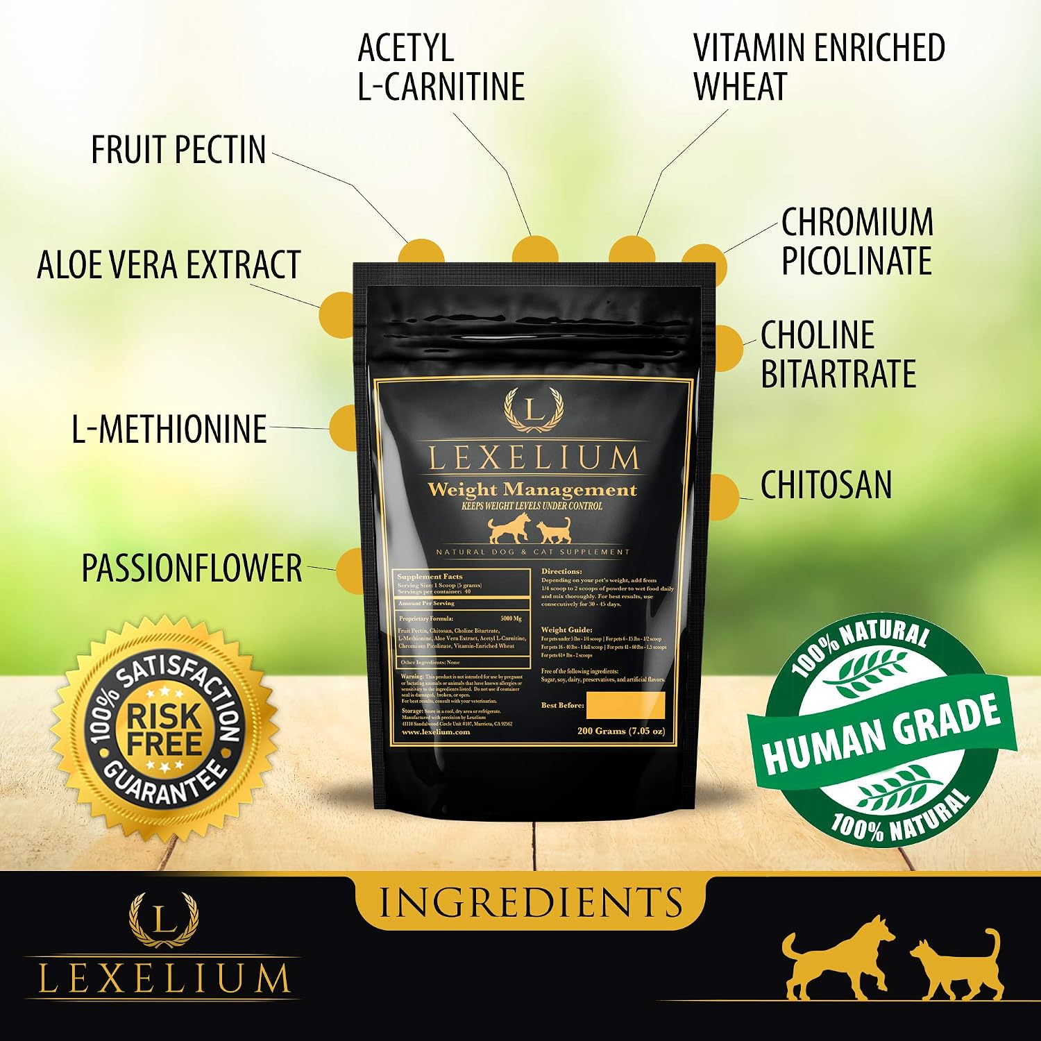 Complemento Orgánico para el Control de Peso en Perros y Gatos | Polvo Natural 200g