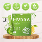Hydra Powders NAD+ Nutrients Electrolyte Powder Packets - 16 Sobres Sabor Lima Limón