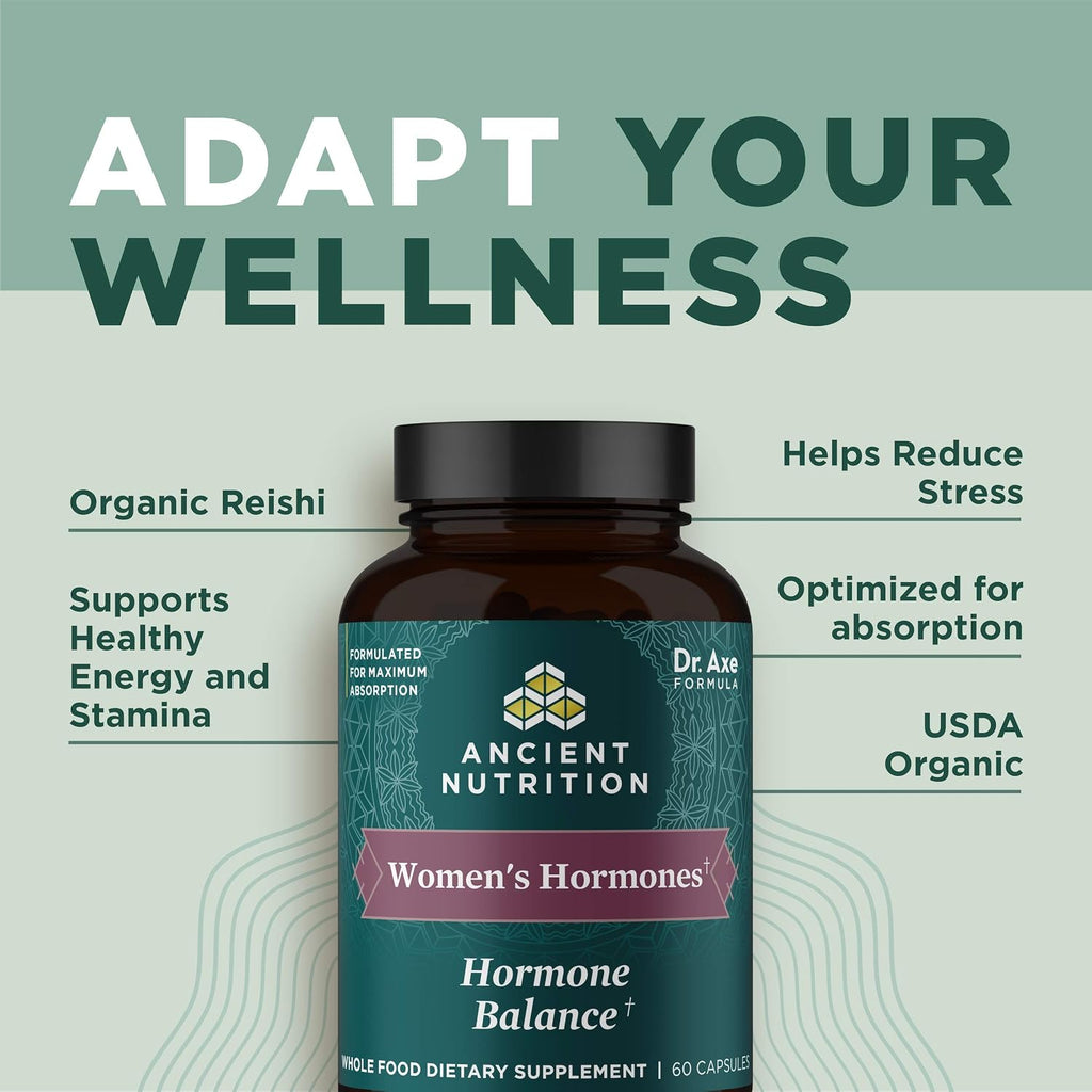 Ancient Nutrition Women's Hormones – Ayuda a Reducir el Estrés, Apoya la Energía y el Equilibrio Hormonal – 60 Cápsulas