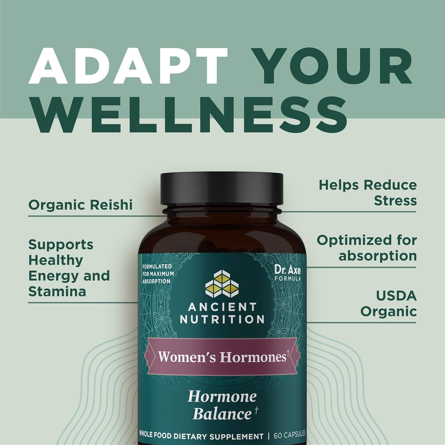 Ancient Nutrition Women's Hormones – Ayuda a Reducir el Estrés, Apoya la Energía y el Equilibrio Hormonal – 60 Cápsulas