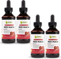 Extracto de Raíz de Maca Roja - Gotas Líquidas Concentradas, Sin Alcohol, 4 Botellas de 118 ml