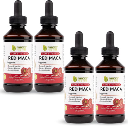 Maxx Herb Extracto de Raíz de Maca Roja - Gotas Líquidas de Máxima Potencia, 118 ml (60 raciones)