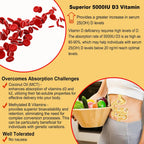 NEVISS Gummies Vitamina D3 5000IU + K2 MK-7 120mcg - Sin Azúcar, Vegano, con Complejo B y Zinc