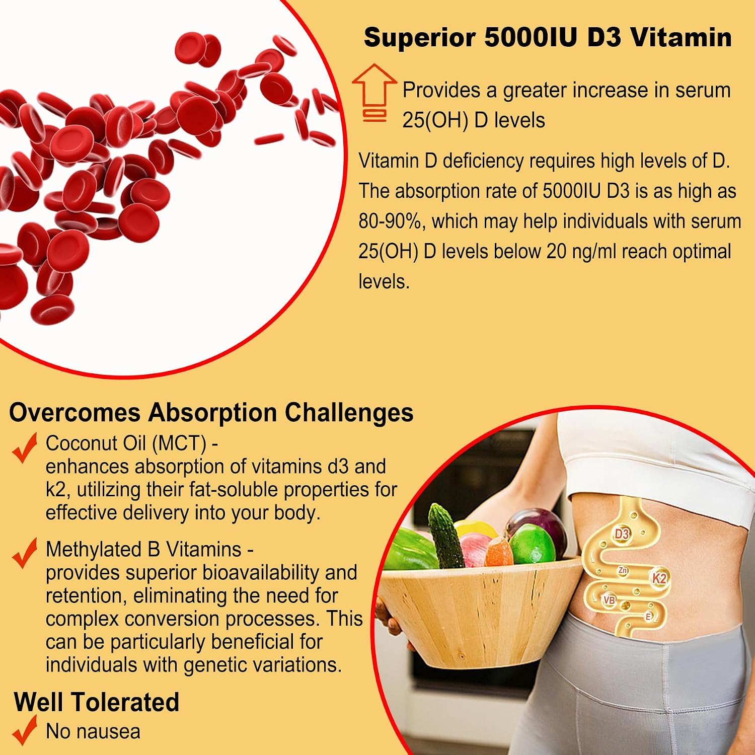 NEVISS Gummies Vitamina D3 5000IU + K2 MK-7 120mcg - Sin Azúcar, Vegano, con Complejo B y Zinc