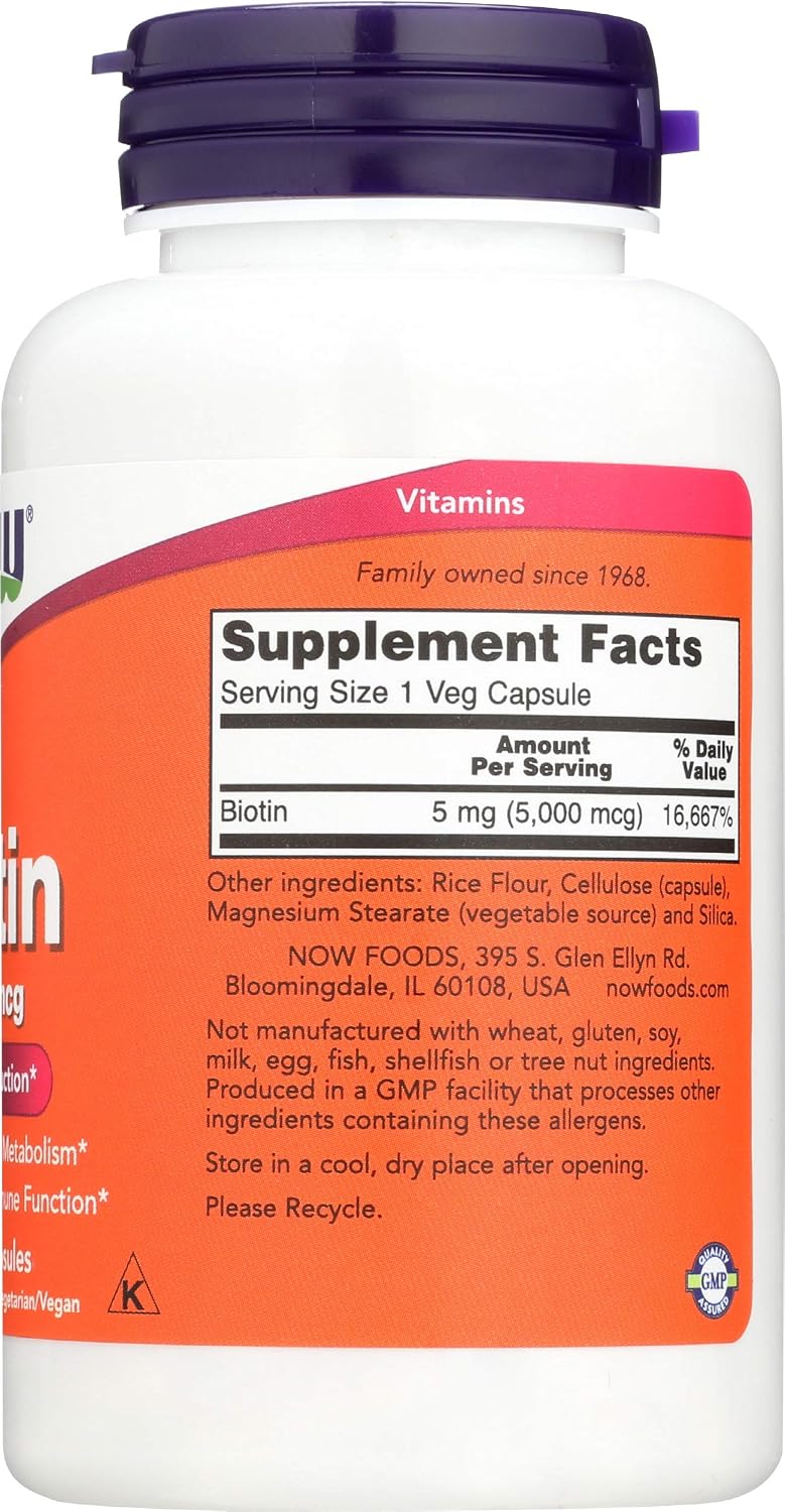 NOW Biotina 5.000 mcg - 120 VCaps (Pack de 2)