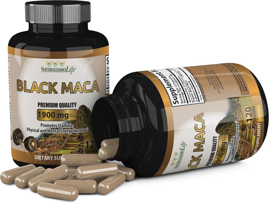 Maca Negra Orgánica 1.900 mg por Ración - Energía Natural Peruana - 120 Cápsulas