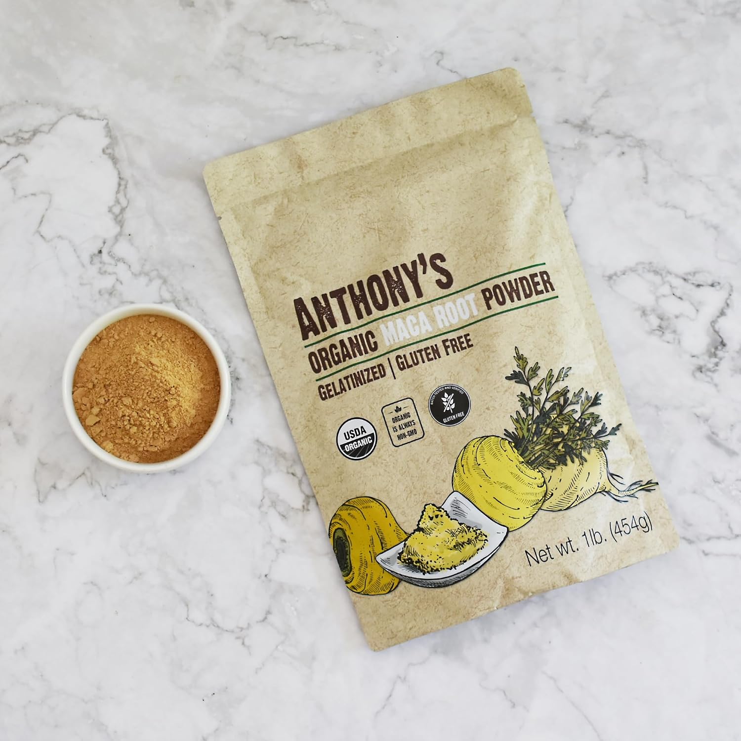 Polvo de Maca Orgánica Gelatinizada de Anthony's, 454 g