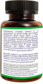 Bodymune Blood Sugar Blend – Suplemento orgánico de apoyo metabólico – con melón amargo, moringa y aceite de semilla negra – 66 cápsulas – USDA Orgánico, Vegano, No GMO