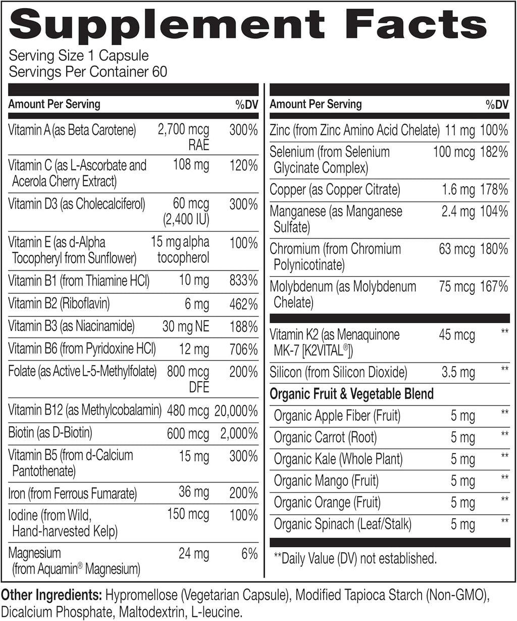 NATURELO Multivitamínico Bariátrico - Con Hierro - 60 Cápsulas Vegetales (Paquete de 2)