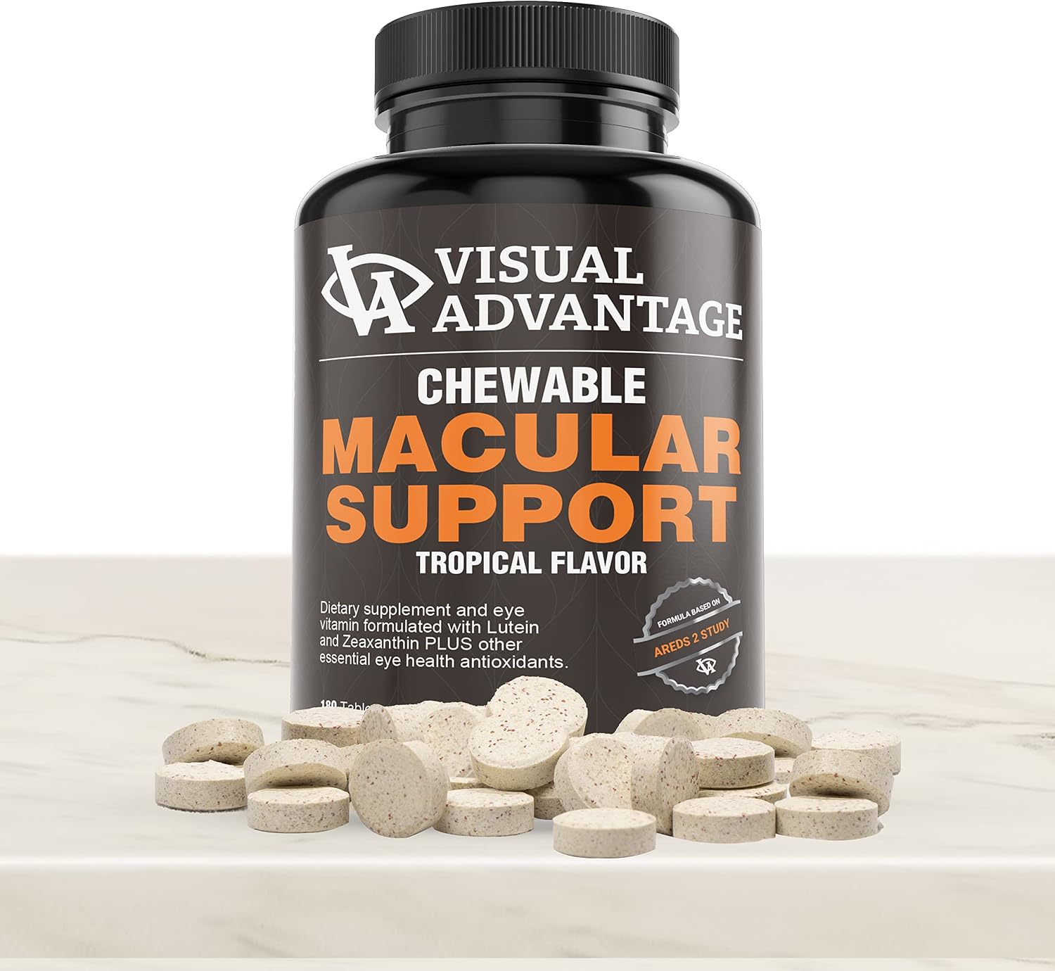 Visual Advantage® Macular Support Chewables – AREDS2 – 180 Comprimidos Masticables Sabor Tropical