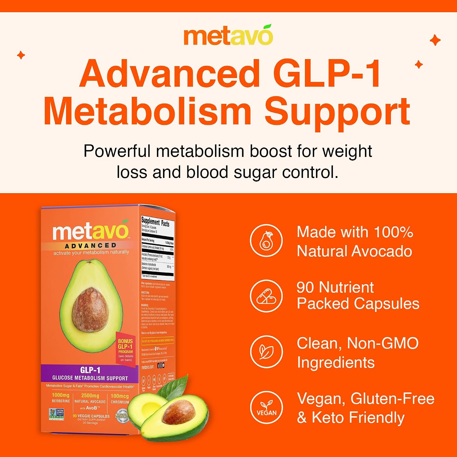 Metavo Advanced GLP-1 Metabolism Support – 90 Cápsulas