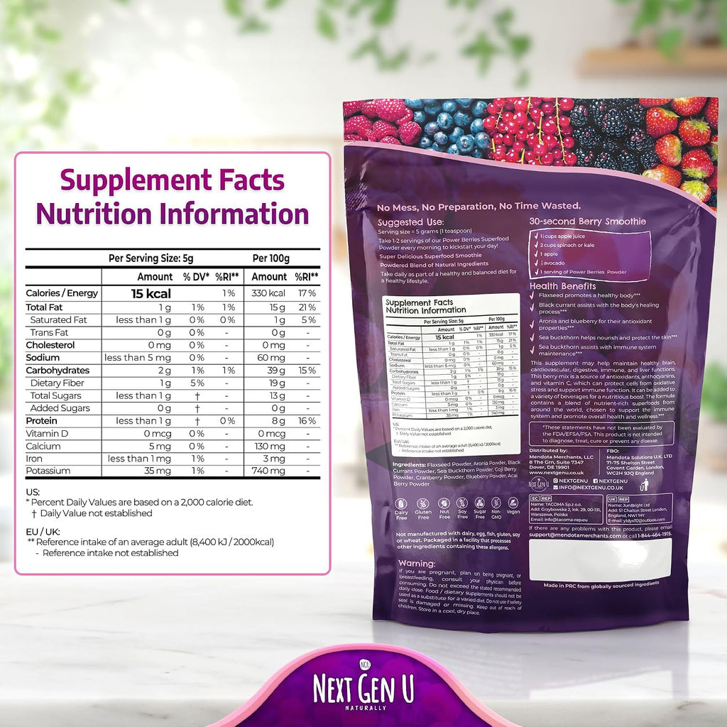 Super Berry Powder - 4 Paquetes de 150g cada uno - Mezcla de Bayas Superfood para Smoothies