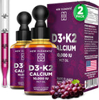 New Elements Gotas Líquidas de Vitamina D3 K2 con Calcio, 10.000 UI, 2 Envases