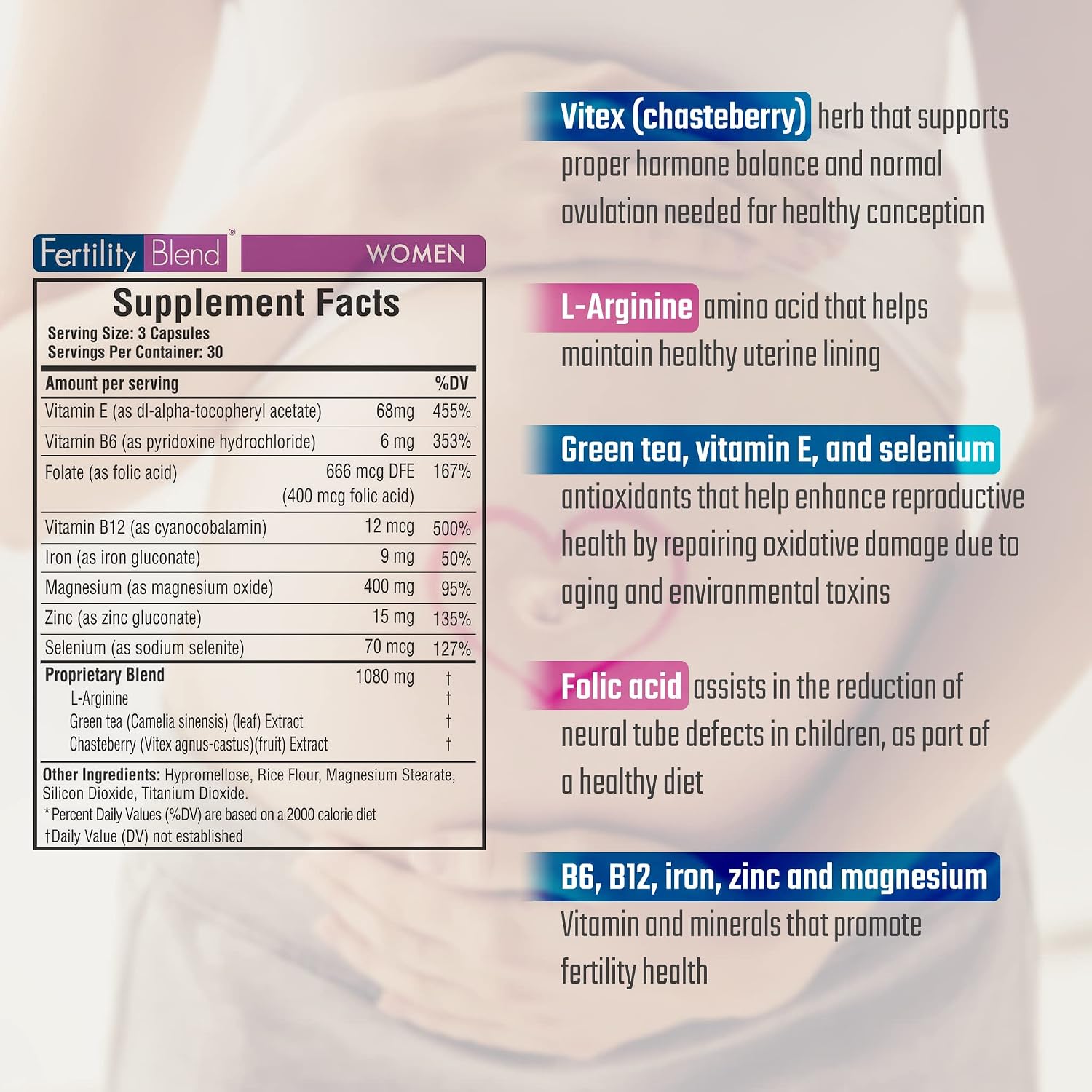 Fertility Blend Suplemento de Fertilidad para Mujeres - 90 Cápsulas Vegetales