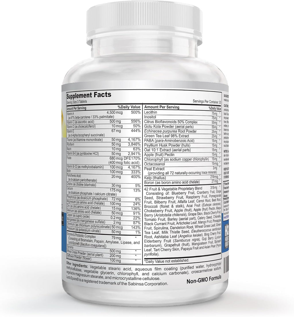 Vitalité Now! Multivitamínico Vegano Completo con Superalimentos, Hierbas, Verduras y Frutas Rojas - 90 Comprimidos