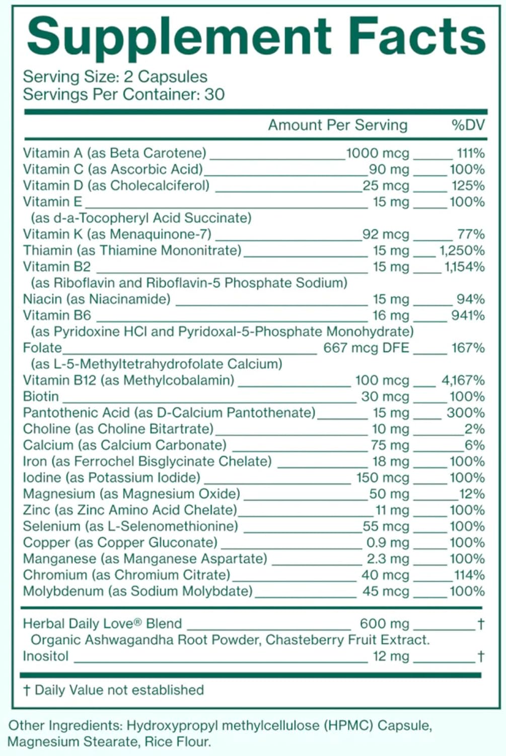 Love Wellness Daily Love Multivitamínico para Mujeres – 30 Días
