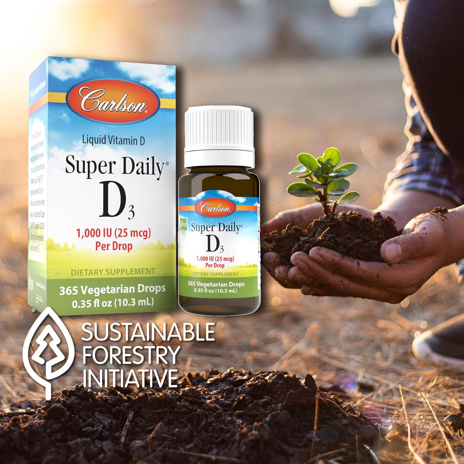 Carlson Super Daily D3 - Vitamina D3 Líquida 6000 UI por Gota (150 mcg), 365 Gotas Vegetarianas