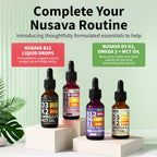 NUSAVA (Pack de 4) Gotas Líquidas de Vitamina B12 5000 mcg - Complejo B con B6 y B1 - Metilcobalamina - Sabor Frambuesa - Vegano, Sin Gluten (2 Fl Oz, 160 Dosis)