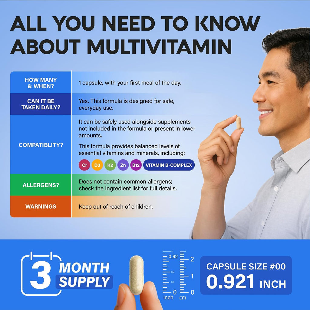 Multivitamínico para Hombres 46-en-1 - Complejo B con Alimentos Integrales y Enzimas - 90 Cápsulas