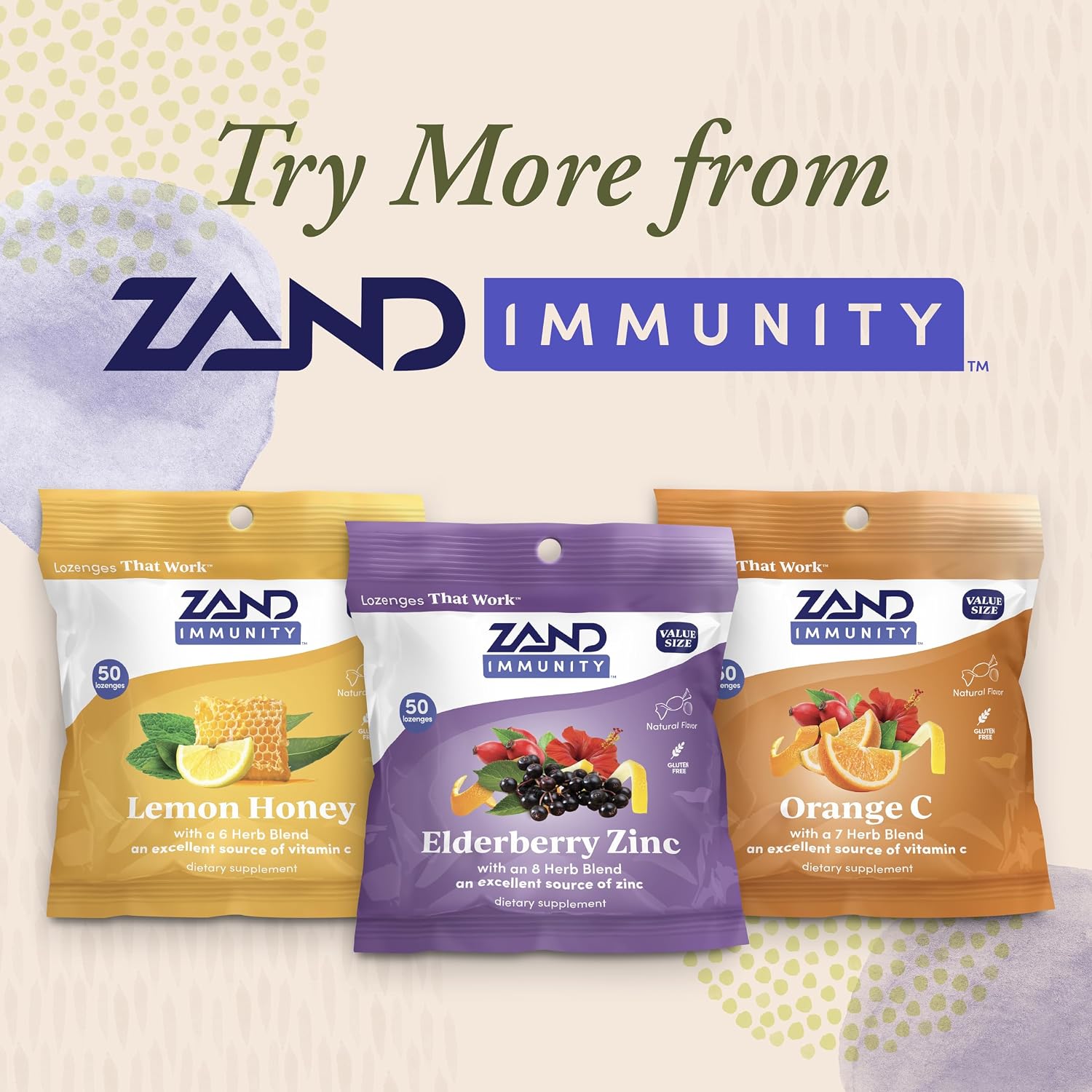 ZAND Immunity Pastillas de Saúco y Zinc para la Garganta - 2 Pack, 50 uds
