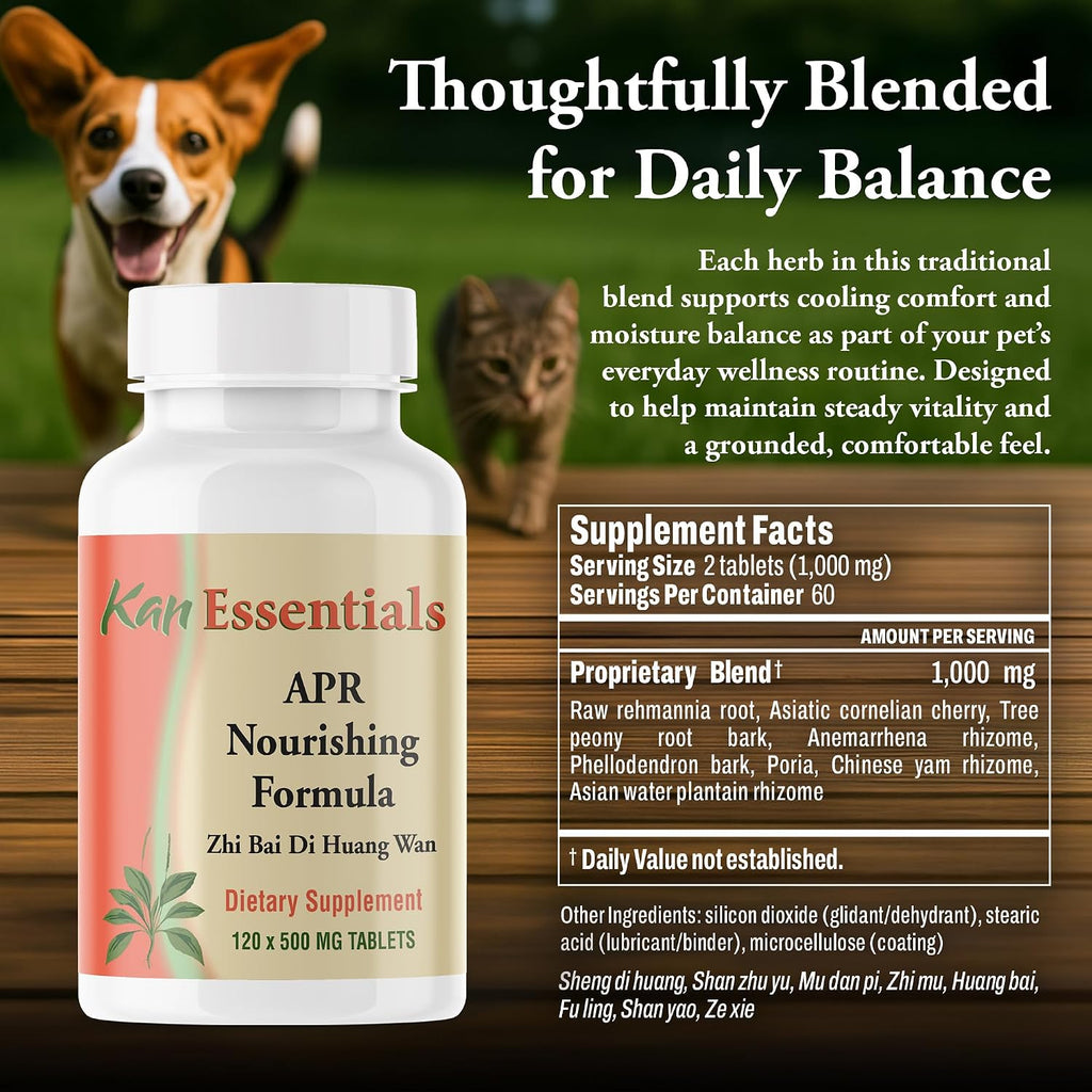 Kan Herb Company APR Nourishing Formula – Mezcla herbal tradicional china para perros y gatos, 120 comprimidos