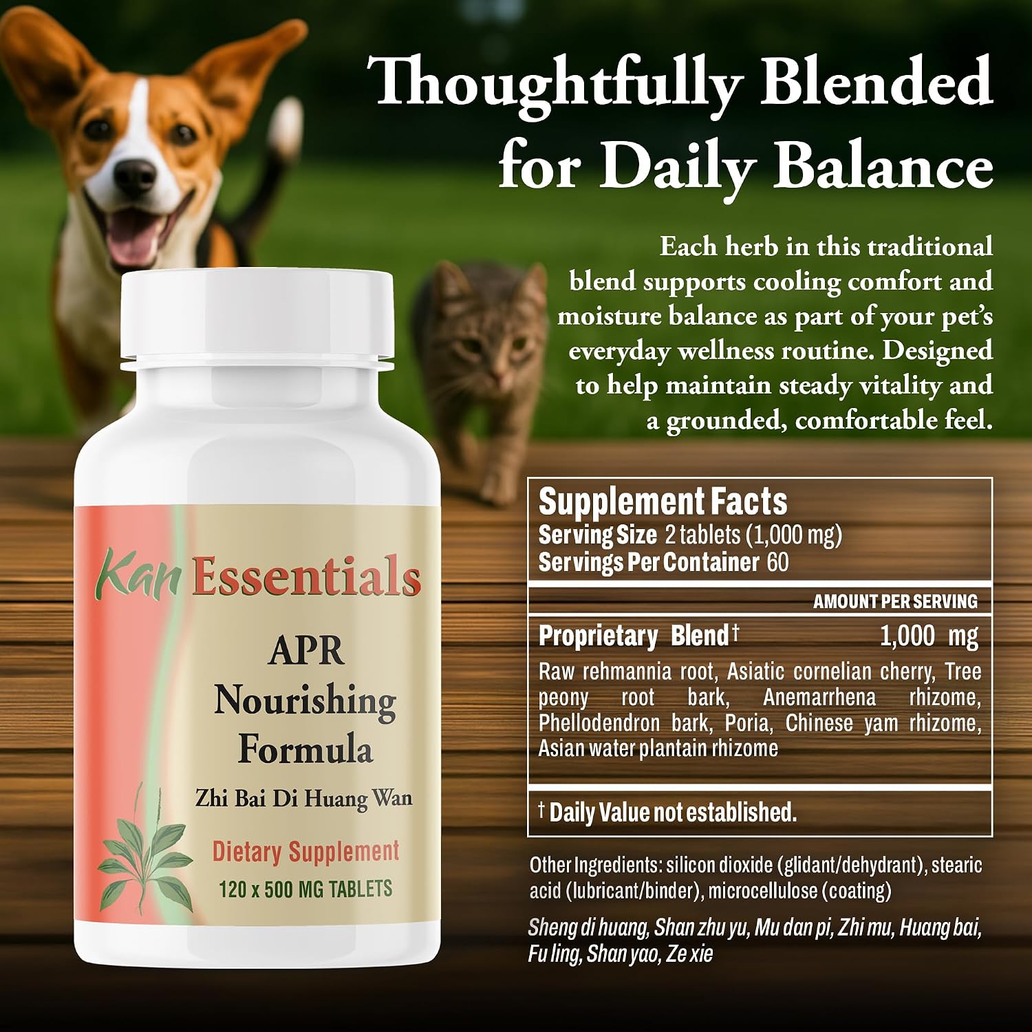 Kan Herb Company APR Nourishing Formula – Mezcla herbal tradicional china para perros y gatos, 120 comprimidos