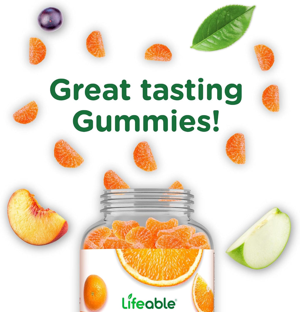 Lifeable Vitamin C Gummies para Adultos | 750 mg | Sabor Naranja | Vegano | 90 Gominolas