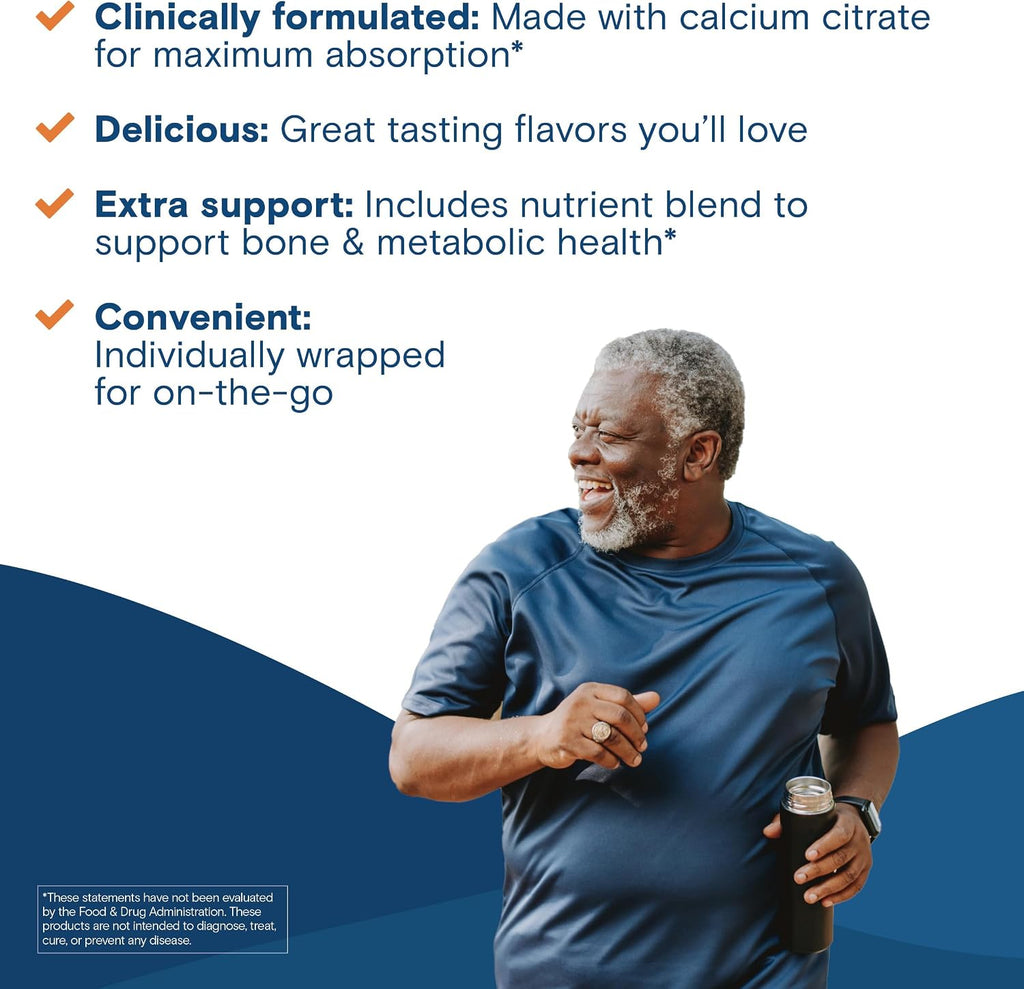 Bariatric Fusion Calcium Chews - Citrato de Calcio con Vitamina D3 - Masticable Sabor Fresa - 60 unidades