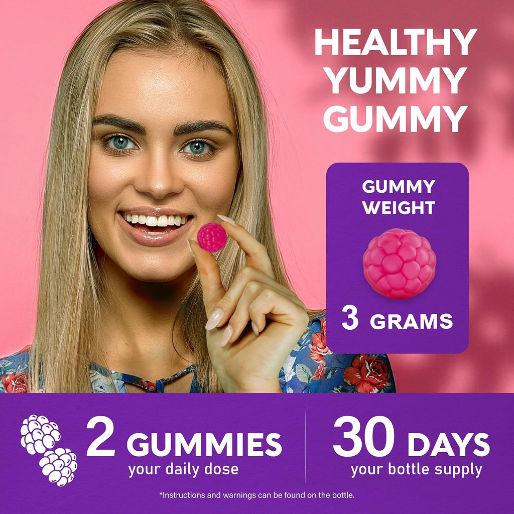 Gomitas de Biotina con Colágeno, 10000mcg, Sin Azúcar, 60 Gomitas