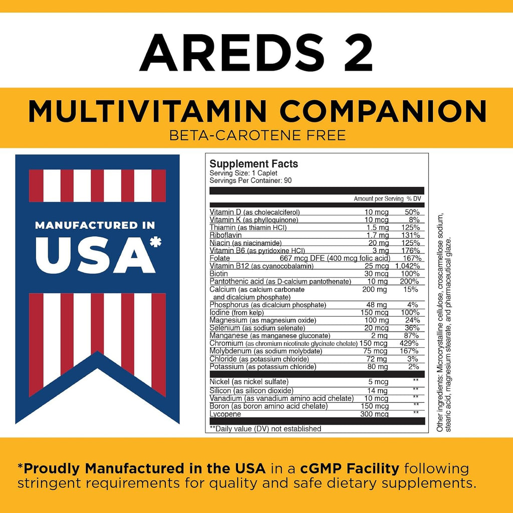 Viteyes Classic AREDS 2 Companion Multivitamin Sin Beta-Caroteno, 90 Caplets