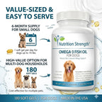 Omega 3 para Perros - Cápsulas de Aceite de Pescado con Alto EPA y DHA - Apoyo para Piel, Articulaciones y Salud General - 180 Cápsulas - Nutrition Strength