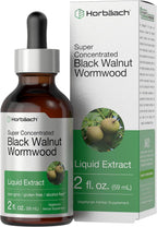 Horbäach Black Walnut Hull and Wormwood Extract Tincture – 2 fl oz – Alcohol Free Liquid – Vegetarian, Non-GMO & Gluten Free Supplement