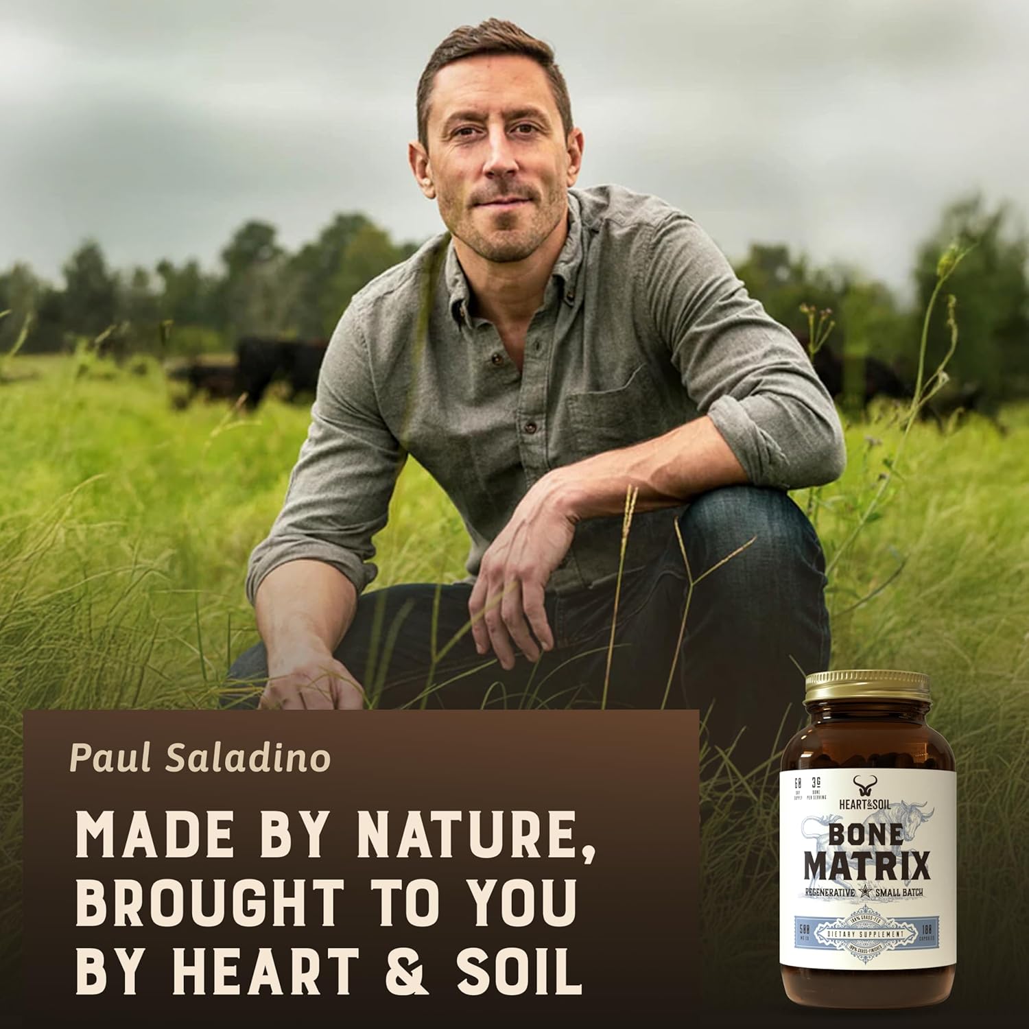 HEART & SOIL Grass Fed Bone Matrix — Matriz Ósea de Pasto 180 Cápsulas