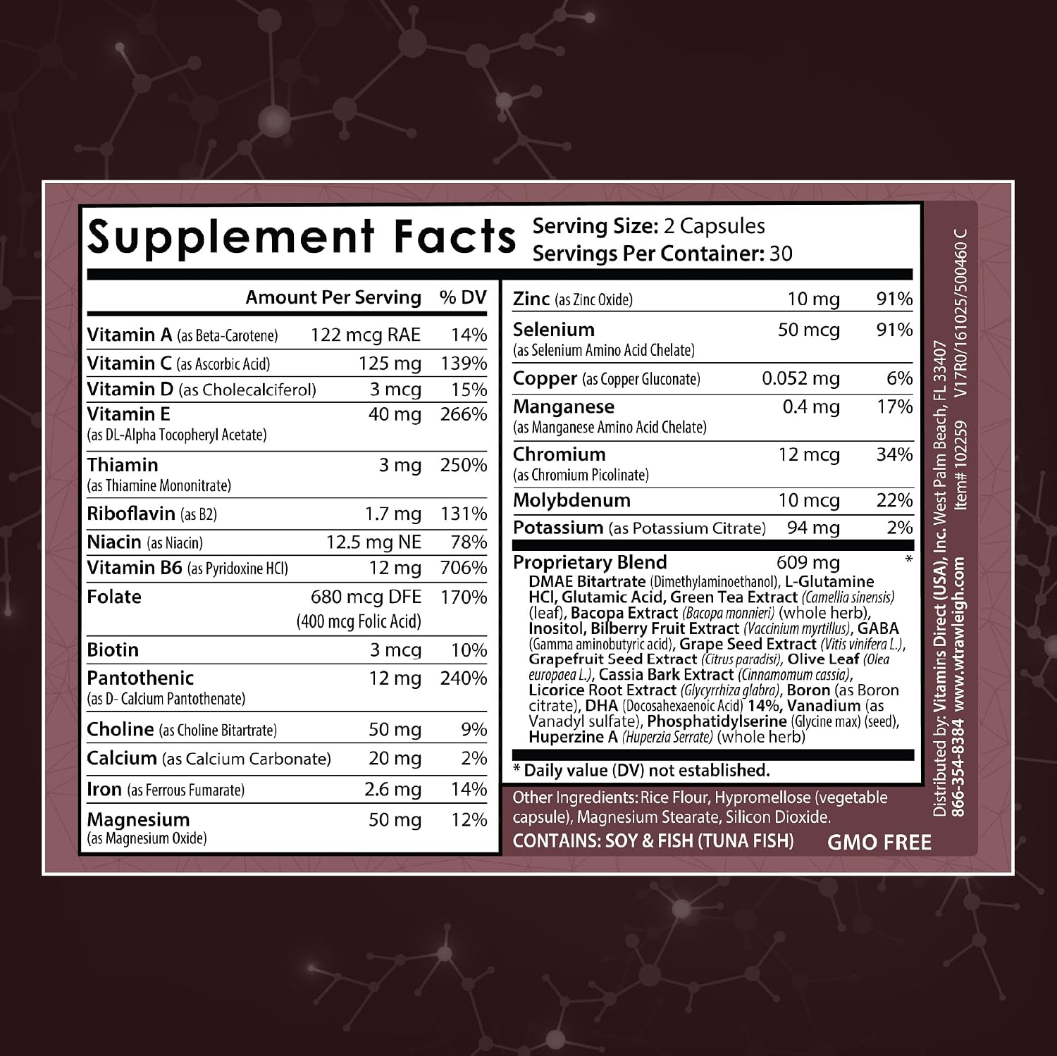 Rawleigh Sharp Thinking - 60 Cápsulas, Suplemento para el Cerebro con Nootrópicos, DMAE, Fosfatidilserina y Vitaminas