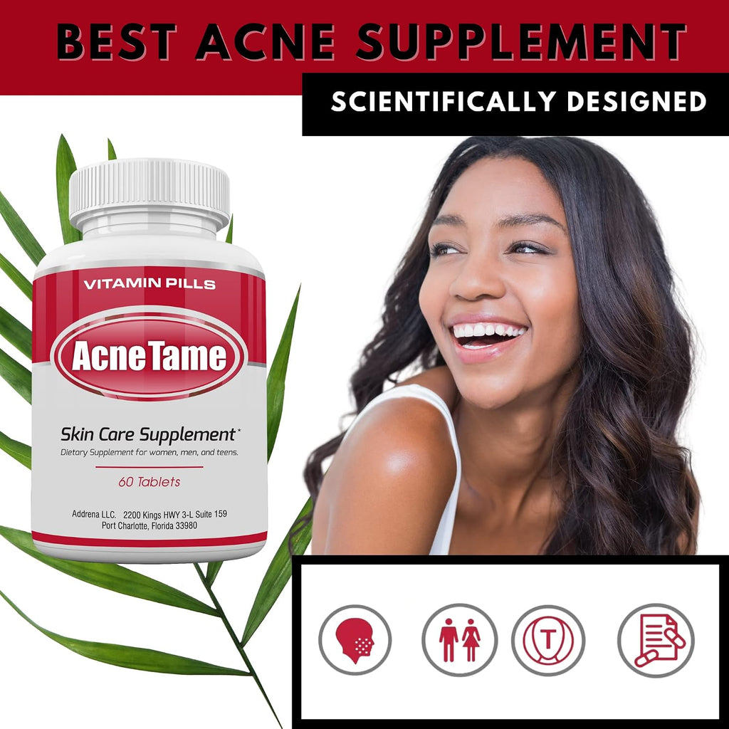 Acnetame 2 Pack - Complemento para piel clara - Pastillas para piel grasa, imperfecciones y control del sebo