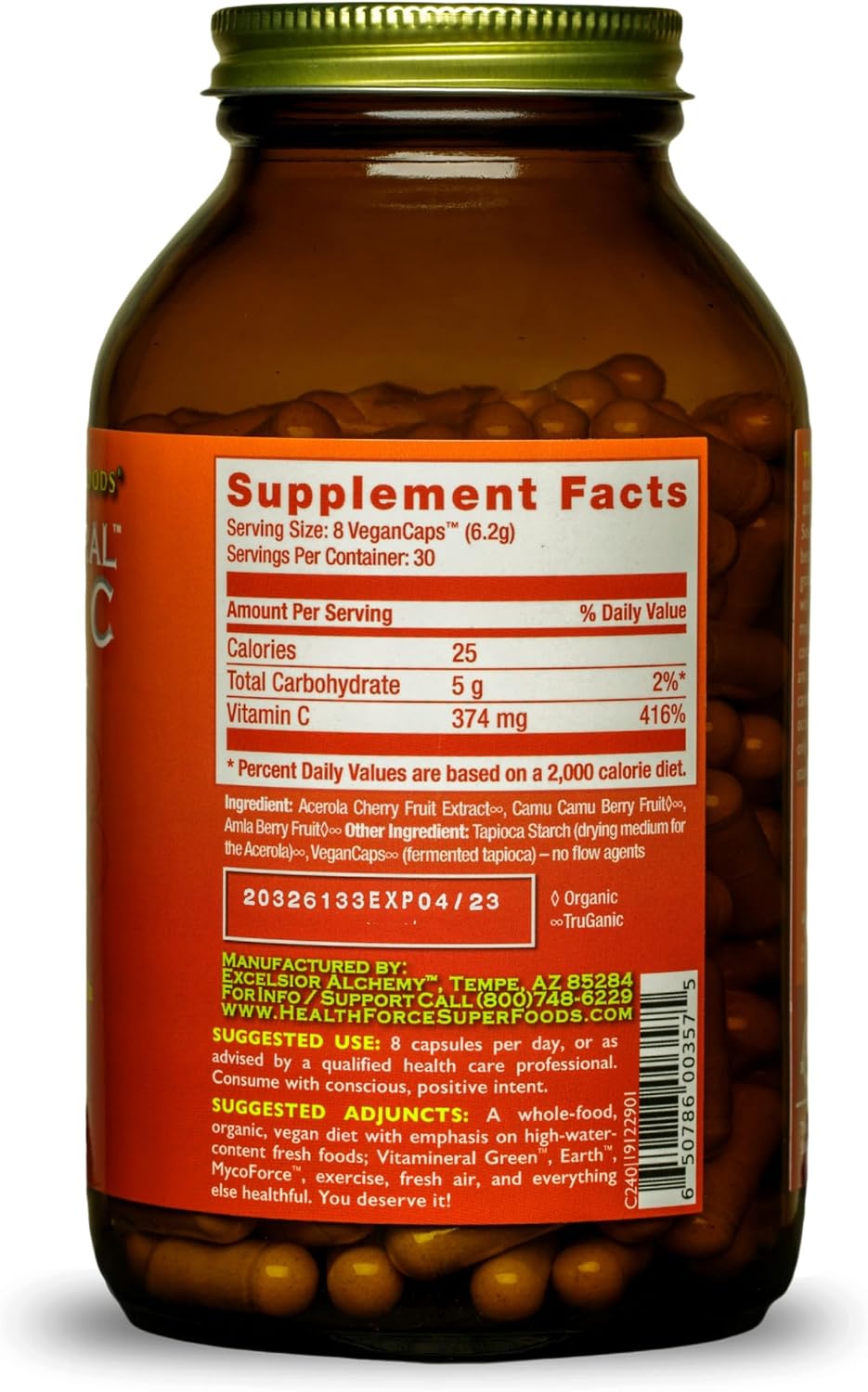 HealthForce Superfoods Truly Natural Vitamin C - 240 Cápsulas Veganas