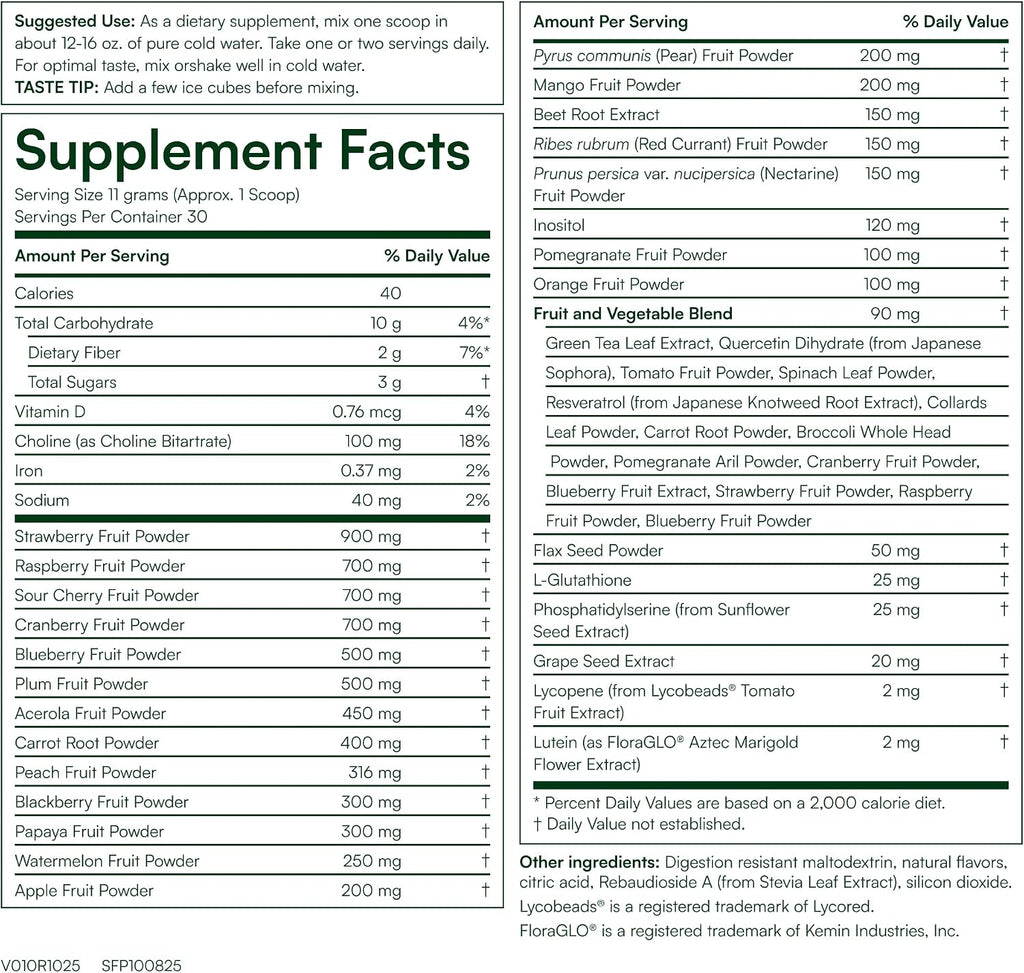 Purity Products Super Reds Powder - Mezcla de Superalimentos con Fito nutrientes, Antioxidantes y Luteína - 330 g