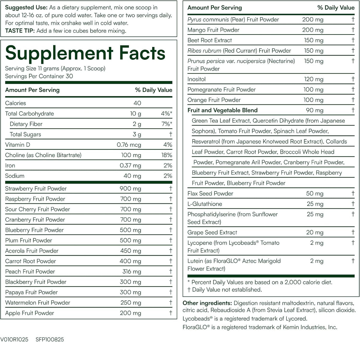 Purity Products Super Reds Powder - Mezcla de Superalimentos con Fito nutrientes, Antioxidantes y Luteína - 330 g – Image 2