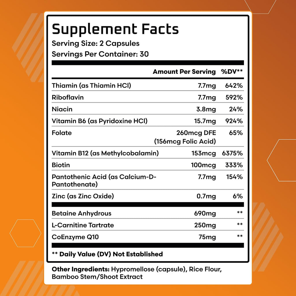 Ben's Natural Health Daily Energy con Vitaminas B y CoQ10 - 60 Cápsulas