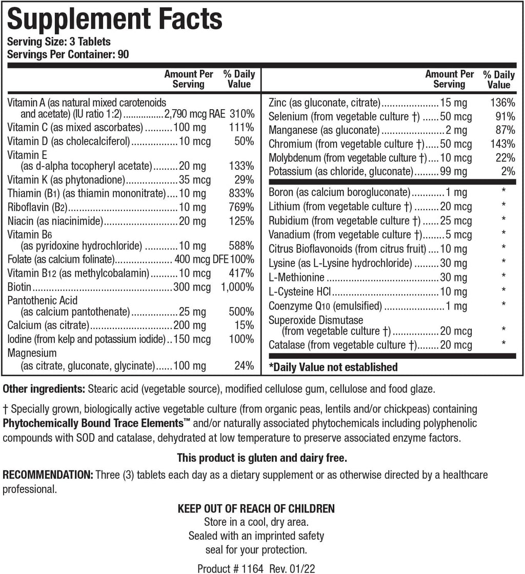Biotics Research Bio Multi Plus Multivitamínico Sin Hierro y Sin Cobre - 270 Comprimidos