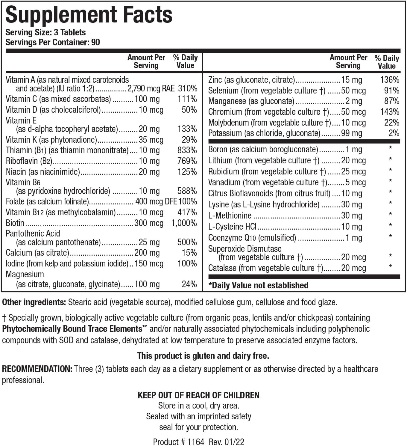 Biotics Research Bio Multi Plus Multivitamínico Sin Hierro y Sin Cobre - 270 Comprimidos