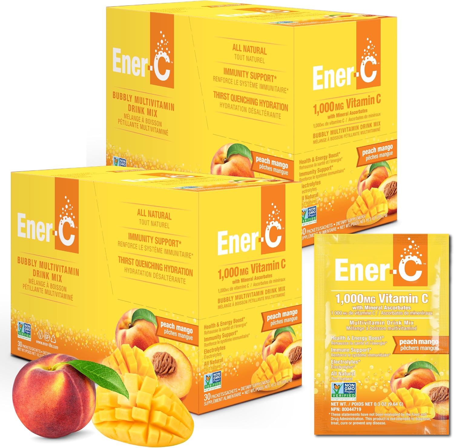 Ener-C Multivitamin Drink Mix - 60 Sobres, Sabor Naranja