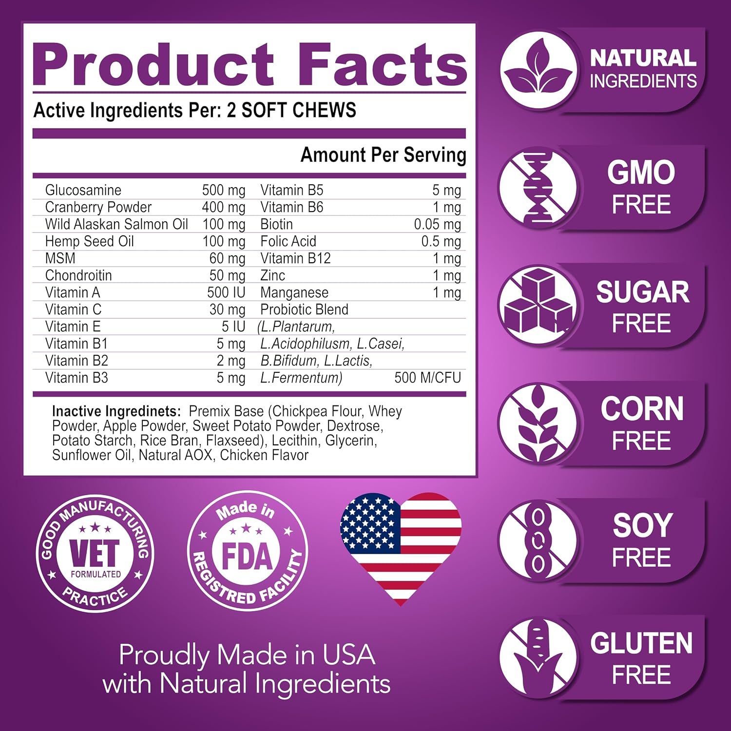 Multivitamínico masticable para perros con glucosamina - 120 comprimidos