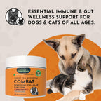 Animal Essentials Combat - Suplemento de Cola de Pavo Orgánico para Perros y Gatos - Defensa Inmune Crítica, Apoya la Función Cognitiva, Extracto en Polvo - 70 g
