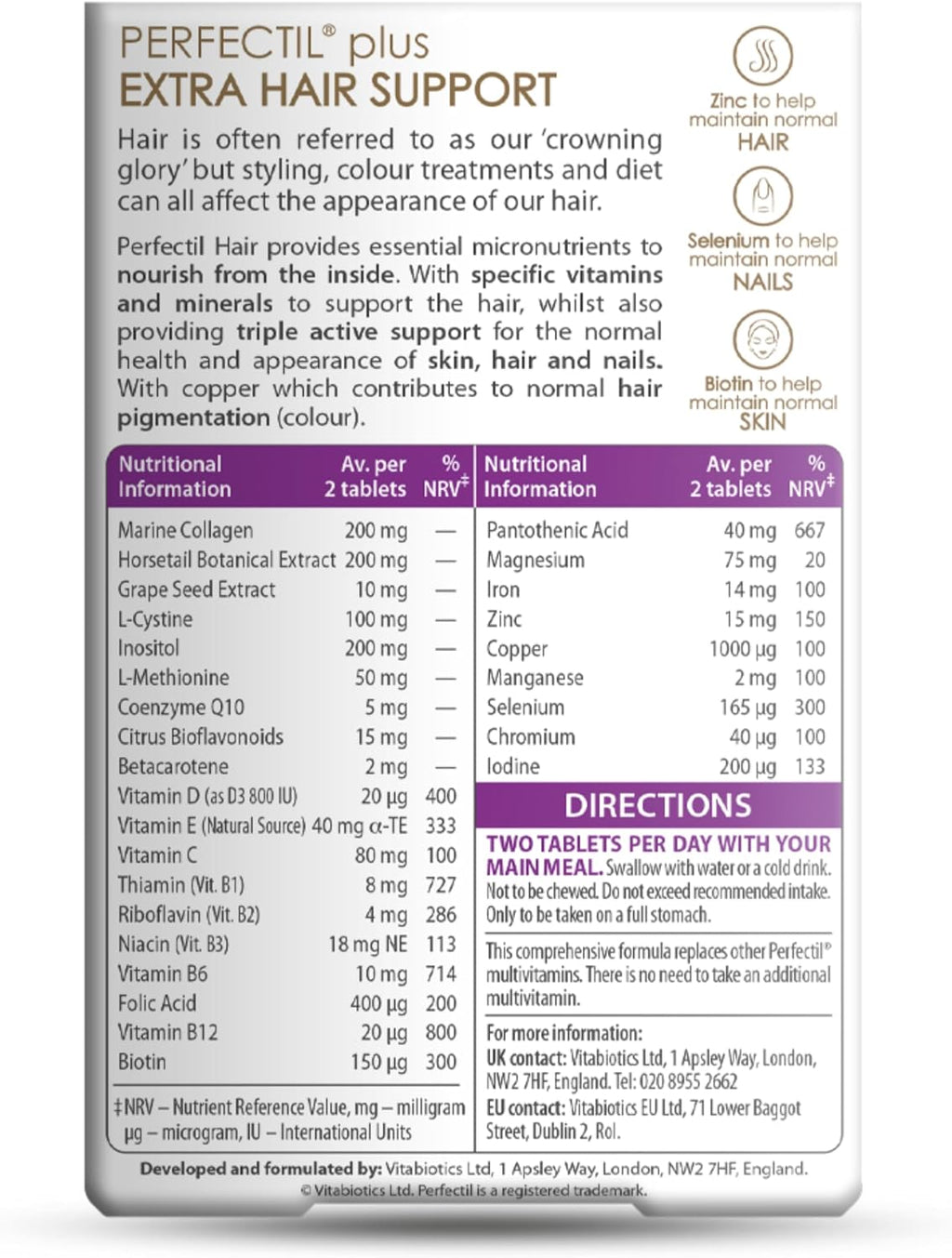 Perfectil Vitabiotics Multivitamínico para el Cabello