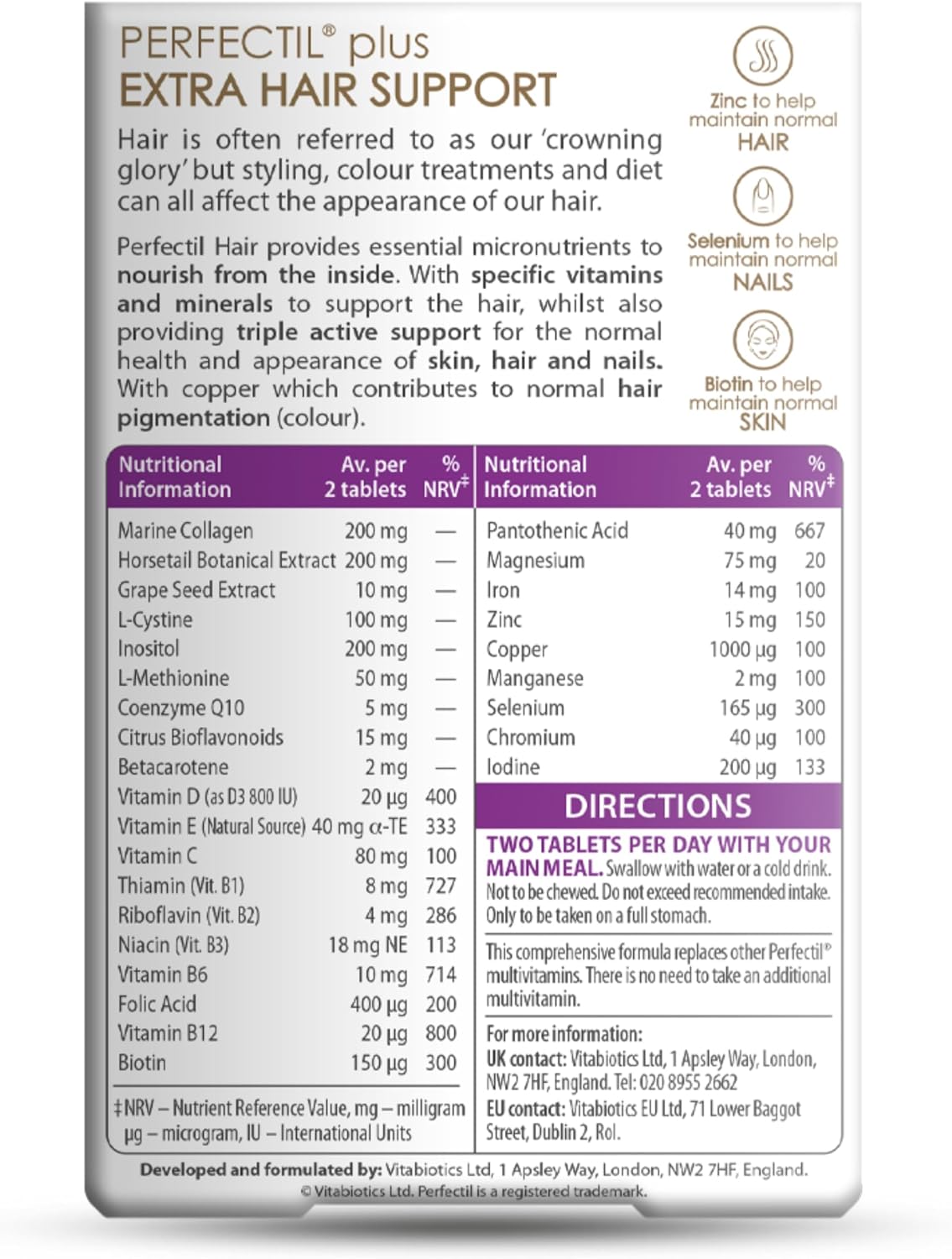 Perfectil Vitabiotics Multivitamínico para el Cabello