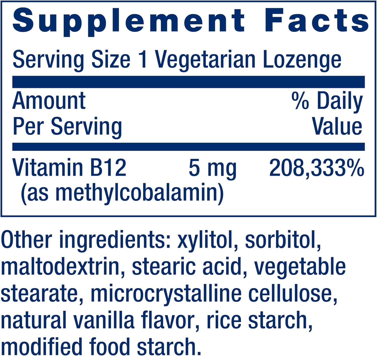 Life Extension Vitamina B12 Metilcobalamina 5 mg, 60 comprimidos sublinguales