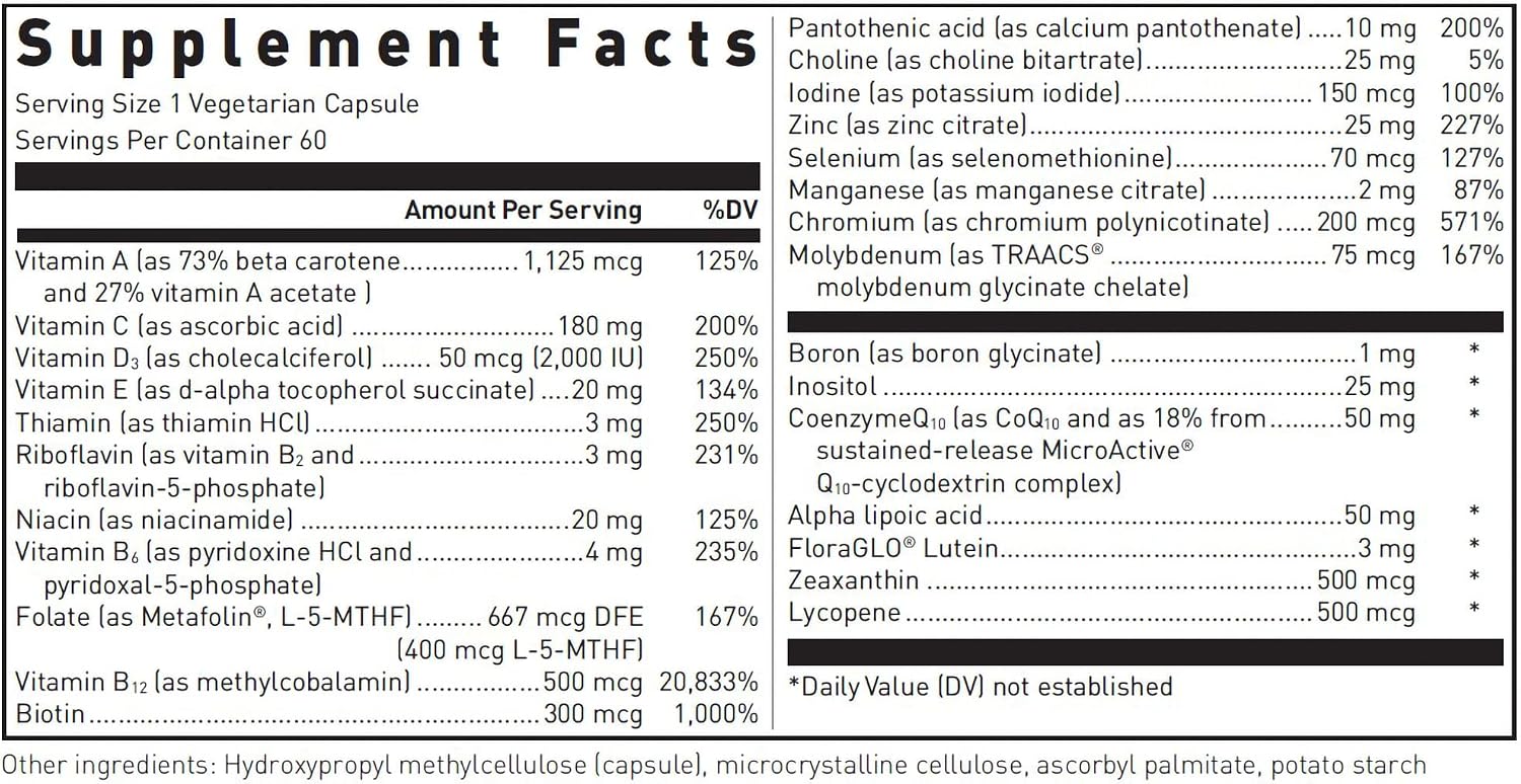 Douglas Laboratories Ultra Preventive 1 Daily – Multivitamínico y Mineral, 60 Cápsulas