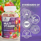 Gominolas Multivitamínicas para Adultos - Complejo Multivitamínico Diario con Vitaminas A, C, D, B12 para Mujeres y Hombres - 120 Gomitas
